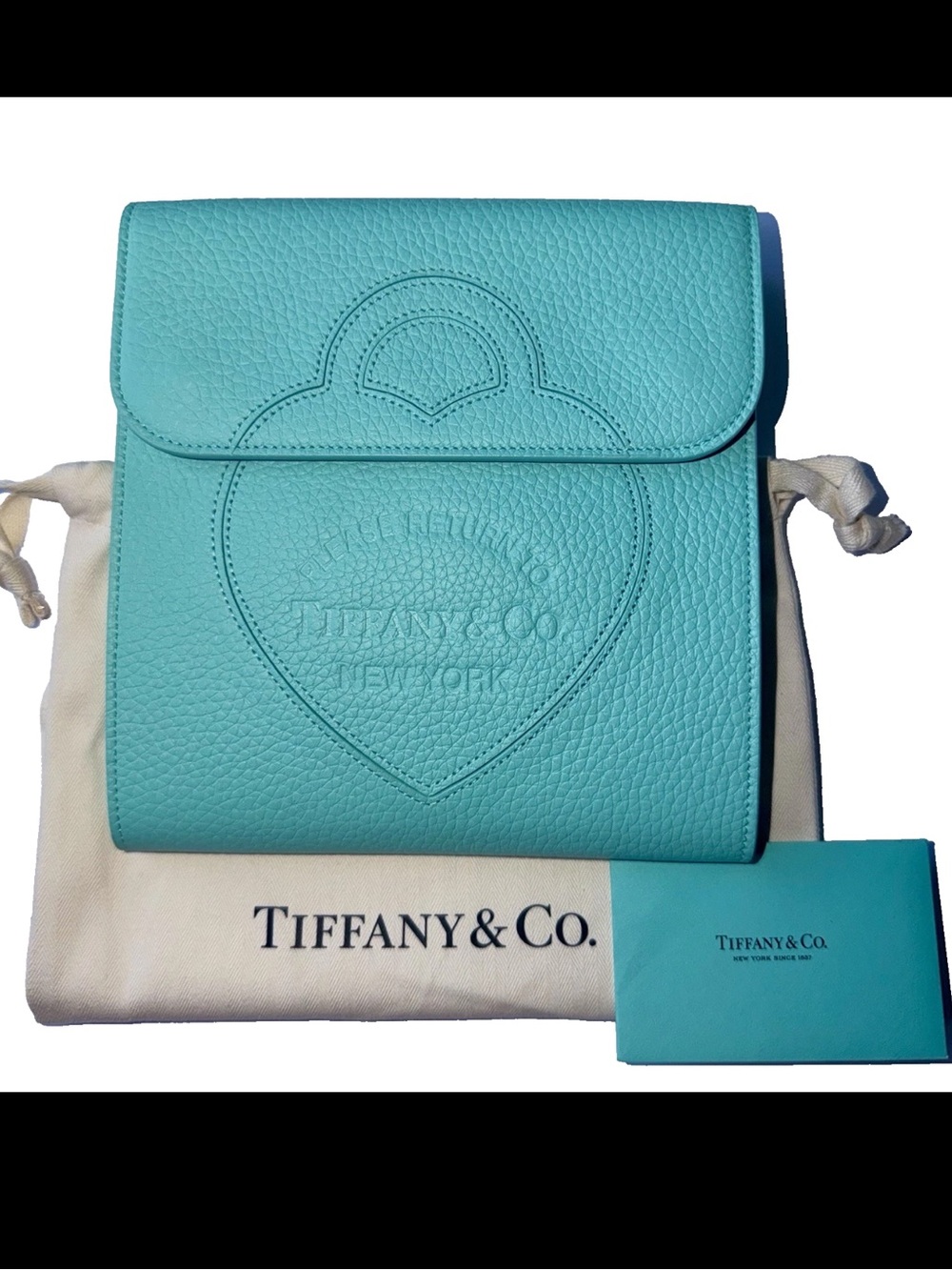 Tiffany & Co. Tiffany Blue Grain Leather Fold-Out Jewelry Case Travel Organizer